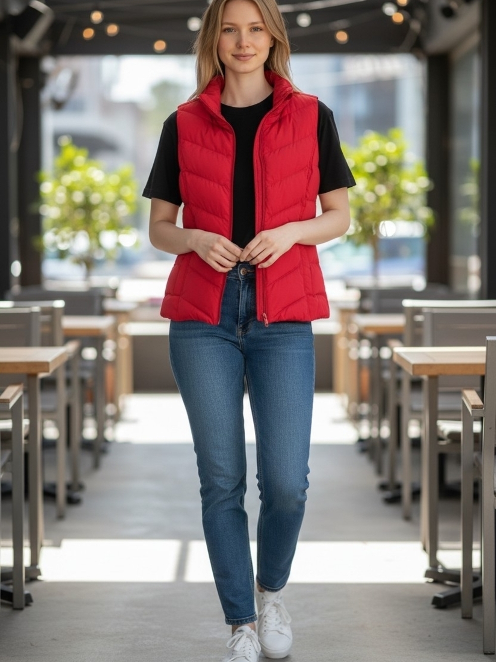 Lands' End Red Quilted Vest